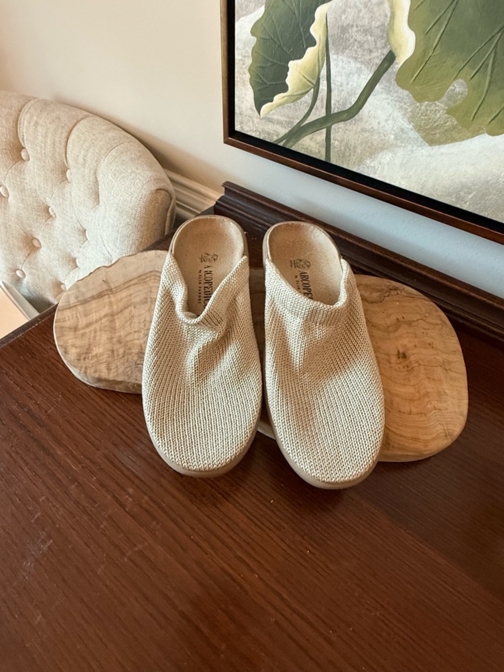 ARCOPEDICO Stretch Anatomic Slip On Mules Clogs Beige Cream